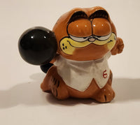 Vintage Enesco Garfield Bowler Holding Ball 2 1/2" Ceramic Figurine