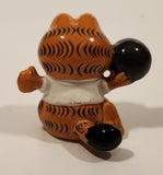 Vintage Enesco Garfield Bowler Holding Ball 2 1/2" Ceramic Figurine