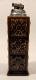 Vintage Embossed Flower Pattern Brown Ceramic Table Top Lighter Signed Dale