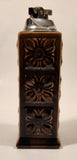 Vintage Embossed Flower Pattern Brown Ceramic Table Top Lighter Signed Dale