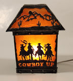 Unique Cowboy Up Metal Textured Plastic Resin Small Decorative Table Lamp