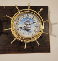 Nautical Ship Themed Thermometer Hygrometer Weather Station Plaque Made in USA