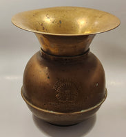 Antique Redskin Brand Chewing Tobacco Cut Plug Large Brass 10" Tall Spittoon