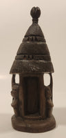 Bushcraft Trading South Africa Hut Building 8 1/2" Hand Carved Wood African Sculpture