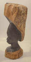 Bushcraft Trading South Africa Female Head Bust 10 3/4" Hand Carved Wood African Sculpture