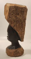 Bushcraft Trading South Africa Female Head Bust 10 3/4" Hand Carved Wood African Sculpture