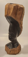 Bushcraft Trading South Africa Female Head Bust 10 3/4" Hand Carved Wood African Sculpture