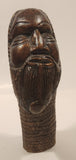 Bearded Tribal Warrior Head Bust 8 1/2" Hand Carved Wood African Sculpture