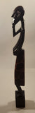 African Man with Hand On Chin Pondering 16" Hand Carved Wood Sculpture