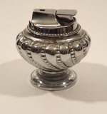 1950s Rare Version Ronson Round Crown Style Silver Plate Table Top Lighter