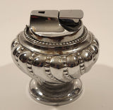 1950s Rare Version Ronson Round Crown Style Silver Plate Table Top Lighter