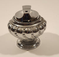 1950s Rare Version Ronson Round Crown Style Silver Plate Table Top Lighter