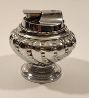 1950s Rare Version Ronson Round Crown Style Silver Plate Table Top Lighter