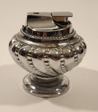 1950s Rare Version Ronson Round Crown Style Silver Plate Table Top Lighter