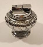 1950s Rare Version Ronson Round Crown Style Silver Plate Table Top Lighter