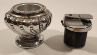 1950s Rare Version Ronson Round Crown Style Silver Plate Table Top Lighter