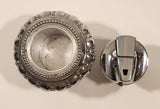 1950s Rare Version Ronson Round Crown Style Silver Plate Table Top Lighter