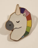 Unicorn with Rainbow Mane Enamel Metal Lapel Pin