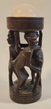 Malawi Tribal People 6 1/2" Hand Carved Wood African Sculpture with Wax Hemisphere