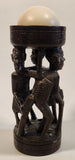 Malawi Tribal People 6 1/2" Hand Carved Wood African Sculpture with Wax Hemisphere