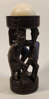 Malawi Tribal People 6 1/2" Hand Carved Wood African Sculpture with Wax Hemisphere