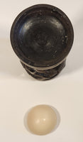 Malawi Tribal People 6 1/2" Hand Carved Wood African Sculpture with Wax Hemisphere