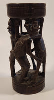 Malawi Tribal People 6 1/2" Hand Carved Wood African Sculpture with Wax Hemisphere