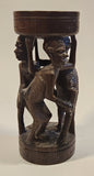 Malawi Tribal People 6 1/2" Hand Carved Wood African Sculpture with Wax Hemisphere