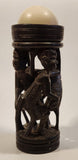 Malawi Tribal People 6 1/2" Hand Carved Wood African Sculpture with Wax Hemisphere