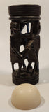 Malawi Tribal People 6 1/2" Hand Carved Wood African Sculpture with Wax Hemisphere