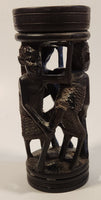 Malawi Tribal People 6 1/2" Hand Carved Wood African Sculpture with Wax Hemisphere