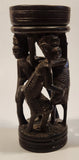 Malawi Tribal People 6 1/2" Hand Carved Wood African Sculpture with Wax Hemisphere