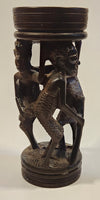 Malawi Tribal People 6 1/2" Hand Carved Wood African Sculpture with Wax Hemisphere