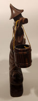 Chinese Man Carrying Buckets Carved Wood Sculpture