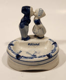 Delft Blue Deco Holland Dutch Boy and Girl Kissing Hand Painted Ceramic Ash Tray