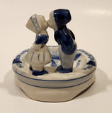 Delft Blue Deco Holland Dutch Boy and Girl Kissing Hand Painted Ceramic Ash Tray