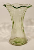 Antique Uranium Glass Ruffled 8 1/4" Tall Flower Vase