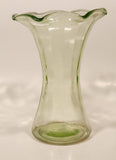 Antique Uranium Glass Ruffled 8 1/4" Tall Flower Vase