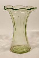 Antique Uranium Glass Ruffled 8 1/4" Tall Flower Vase