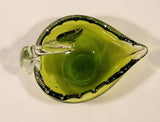 Crowned Crane Swan Bird Green Art Glass Candy Dish