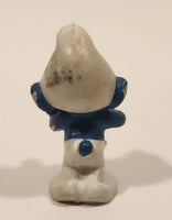 Vintage 1979 Peyo Bully Schleich Smurf with Shovel 1 3/4" Tall PVC Toy Figure Made in West Germany