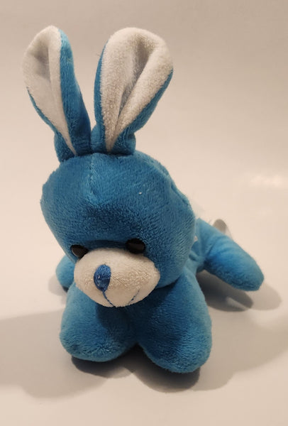 Blue and White Bunny Rabbit with Bow 6 1/2" Stuffed Plush Toy