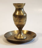 Vintage Engraved Brass Metal Miniature Dollhouse Vase and Tray