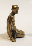 Vintage Miniature The Little Mermaid Nude Woman Sitting 2 1/4" Tall Brass Metal Figure