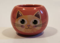Brown Kitty Cat Small Miniature Pink Ceramic Planter Bowl Succulent Pot