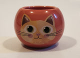 Brown Kitty Cat Small Miniature Pink Ceramic Planter Bowl Succulent Pot