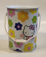 1976, 1993 Sanrio Hello Kitty Morinaga Candy White Tin Metal Pail with Lid