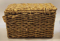 Lidded Wicker Basket with Handles 13" Wide