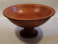 Heavy Wood Pedestal Table Center Fruit Bowl