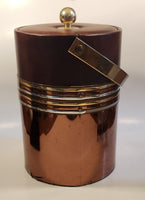Vintage Mid Century Brown 12 1/2" Tall Copper Ice Bucket Pail with Lid and Handle